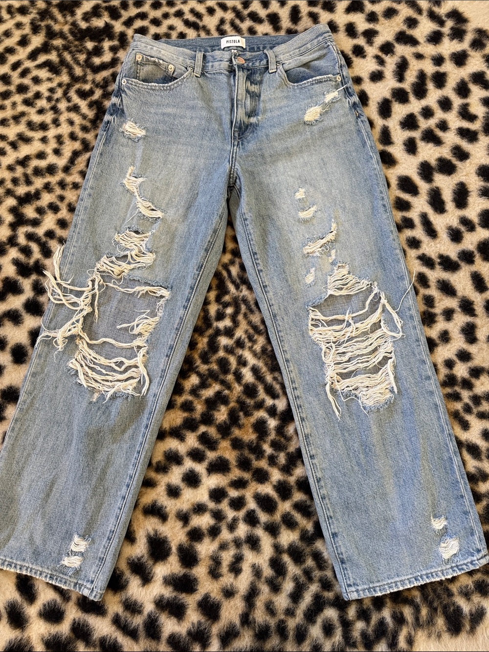 pistola Light Blue Distressed Boyfriend Jeans